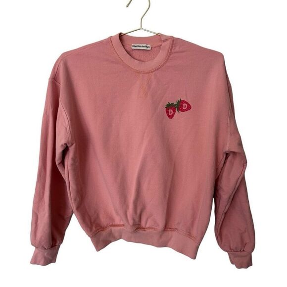 Dippin Daisys Light Pink Cotton Crew Neck Pull Over Strawberry Sweatshirt Size S - Picture 1 of 10